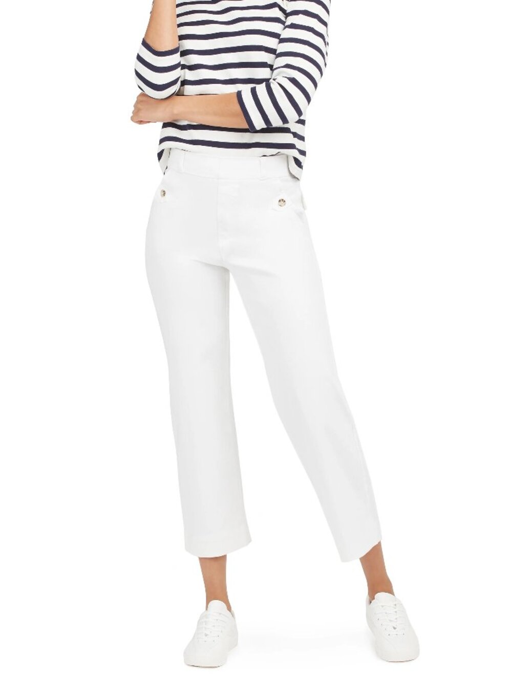 SPANX® Stretch Twill Wide Leg Crop Pants. Large, BRIGHT WHITE